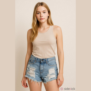 KanCan Distressed Light Blue Jean Shorts Womens Medium Cutoffs Mid-Rise Casual